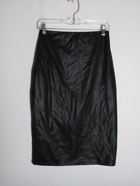 Popilush Shapewear Sculpting Faux Leather Front Slit Midi Skirt Womens Large - Picture 6 of 6